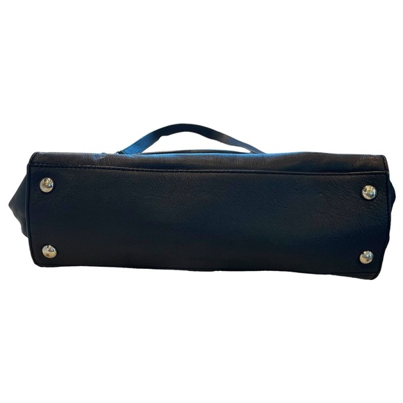 Michael Kors Hamilton Leather Satchel Black With Silver Lock & Chain Large - Picture 7 of 16